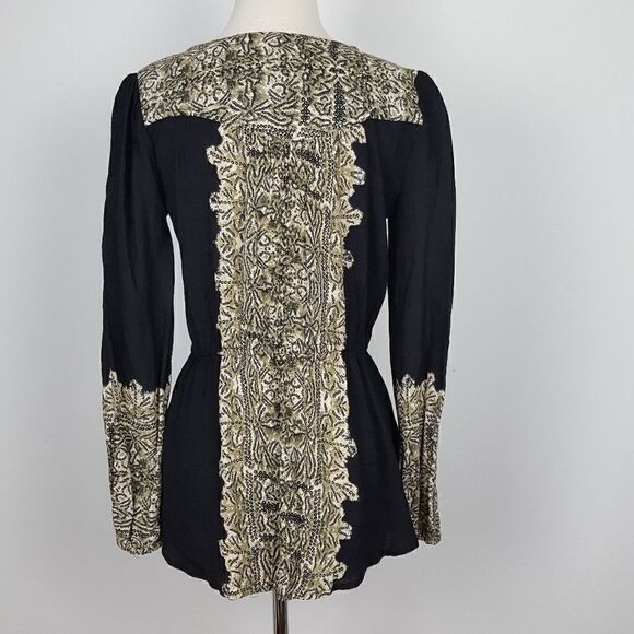 Free People Black Boho Tunic Tassel Size Small - Picture 6 of 7